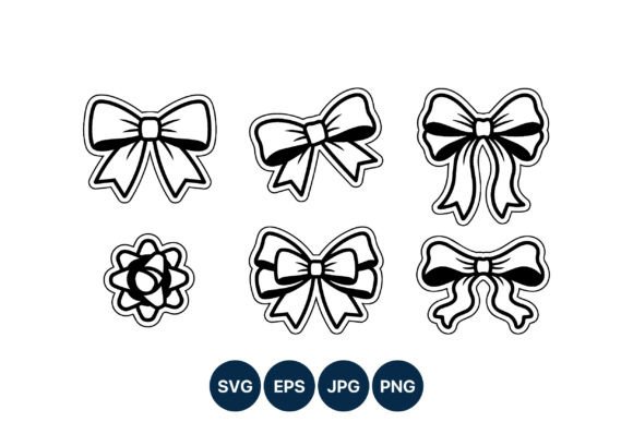 Black and White Decorative Bow Clipart: Graphics for Elegant Branding