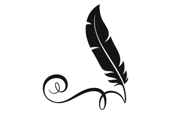 Curly Drawing Quill Sign. Decorative Cal Graphics