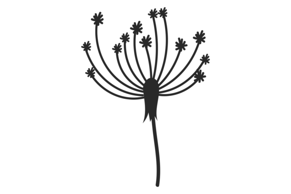 Dandelion Black Silhouette. Decorative Graphics