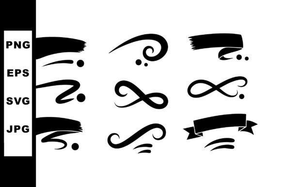 Decorative Black Swirl and Brush Stroke
