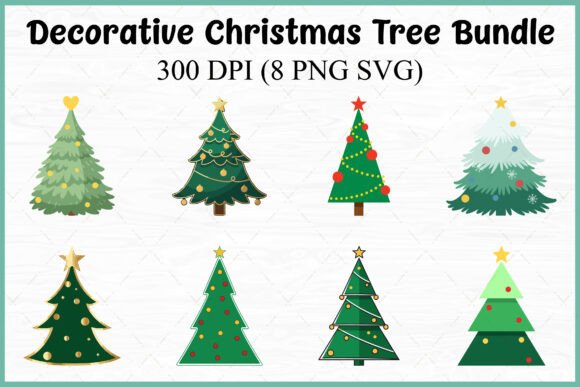 Decorative Christmas Tree SVG PNG Bundle