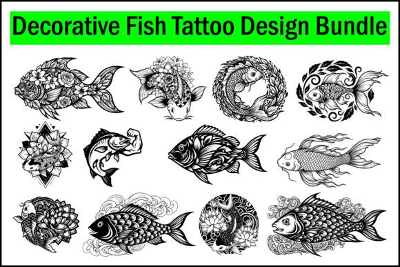 Decorative Fish Tattoo Design Bundle
