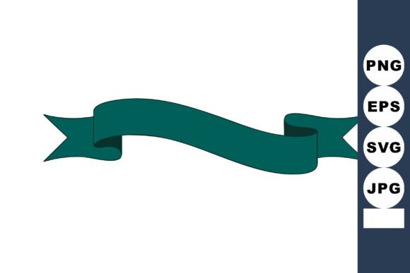 Decorative Green Ribbon Banner with Curl
