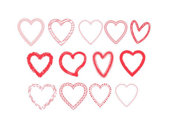 Decorative Hand-Drawn Heart Doodles: Graphics and Illustrations for Branding
