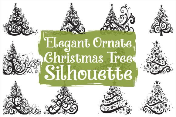 Decorative Holiday Tree Silhouette Graphics
