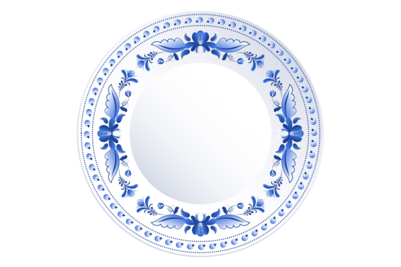 Decorative Ornate Plate Top View. Empty Graphics