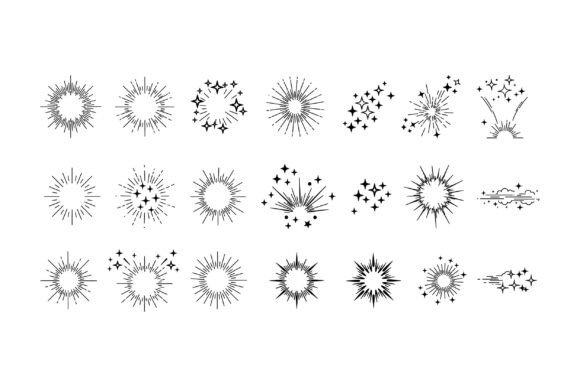 Decorative Starburst Designs in Black an: Graphics and Illustrations for Local Business