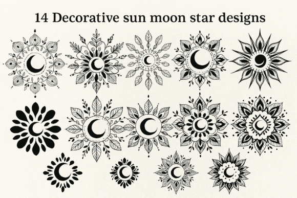 Decorative Sun Moon Star Designs