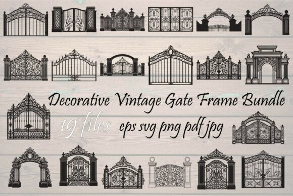Decorative Vintage Gate Frame Bundle: Graphics & Illustrations