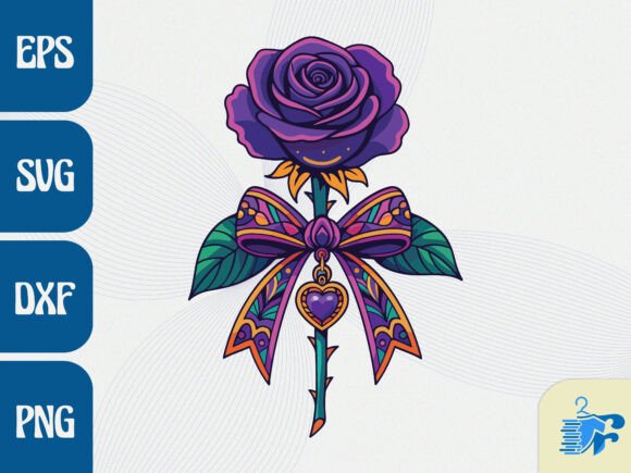 Elegant Purple Rose with Decorative Bow