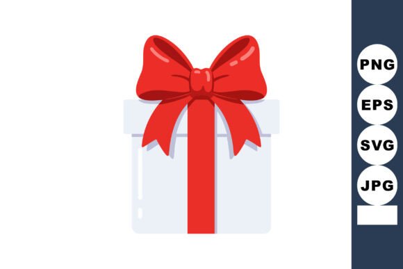 Gift Box with Red Ribbon Bow Decorative Graphics