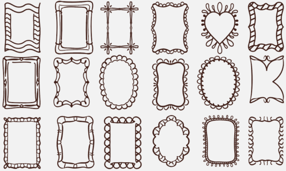 Hand Drawn Decorative Line Art Frame SVG