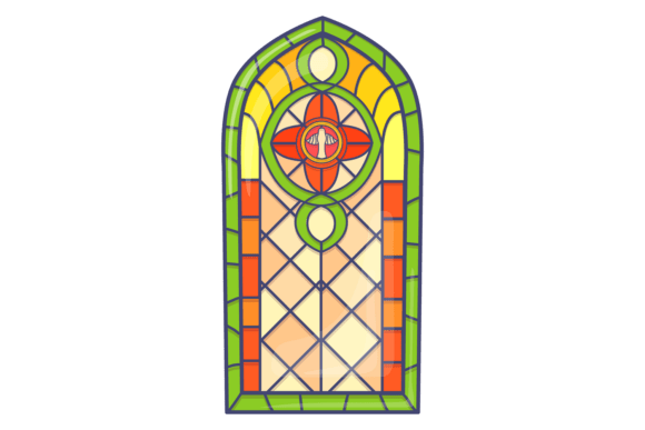 Medieval Stained Glass. Decorative Arche Graphics