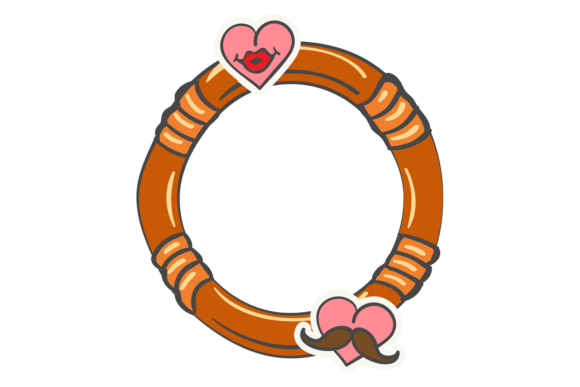 Round Decorative Frame with Pink Hearts: Graphics for Branding
