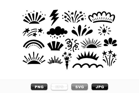 Sunburst Decorative Clipart Set: Graphics for Local Business Branding