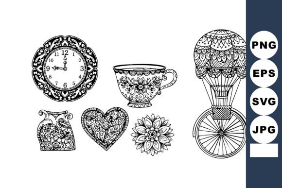 Vintage Decorative Clock Teacup Heart Fl Graphics