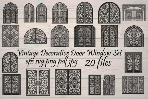 Vintage Decorative Door Window Graphics and Illustrations
