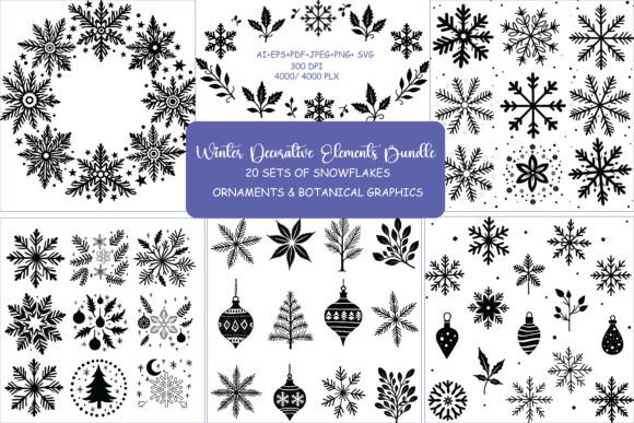 Winter Decorative Elements Set: Graphics & Illustrations for Seasonal Selling